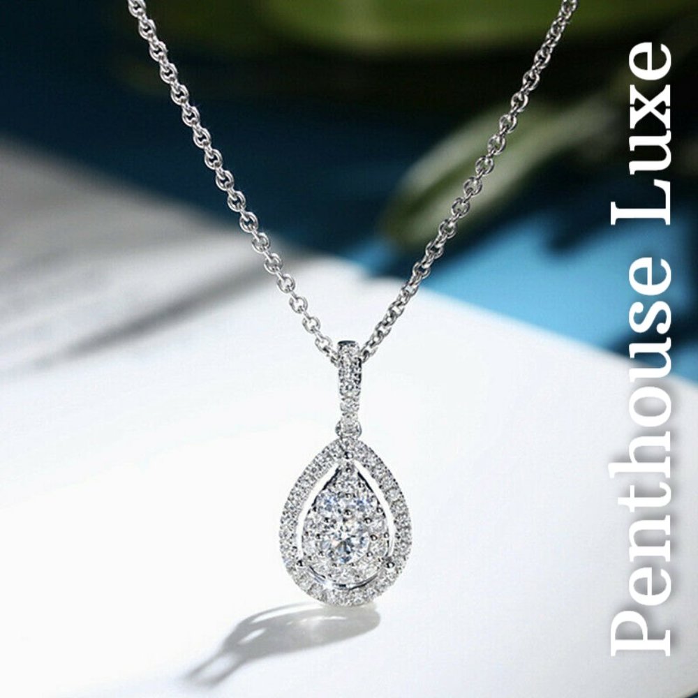 FINAL RESTOCK!! Round Cut Double Halo Silver Necklace